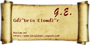 Gábris Elemér névjegykártya