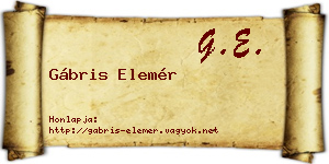 Gábris Elemér névjegykártya